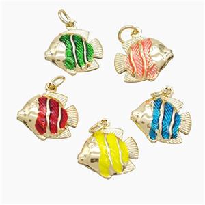 Copper Fish Pendant Painted Gold Plated Mixed, approx 14-17mm