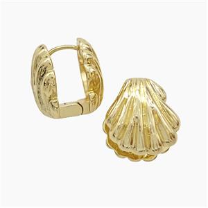 Copper Scallop Shell Latchback Earrings Gold Plated, approx 14-15mm