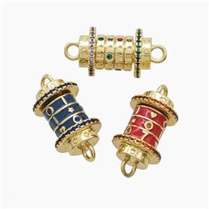Copper Tube Connector Pave Zirconia Enamel Gold Plated Mixed, approx 12-25mm