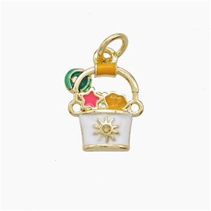 Copper Bucket Pendant Enamel Gold Plated, approx 10-13mm