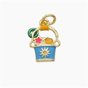 Copper Bucket Pendant Enamel Gold Plated, approx 10-13mm
