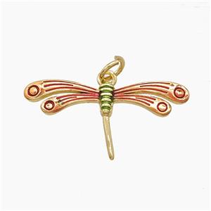 Copper Dragonfly Pendant Red Painted Gold Plated, approx 14-26mm