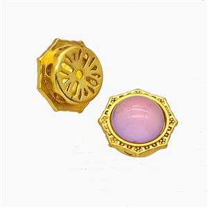 Copper Polygon Beads Pave Resin Gold Plated, approx 12mm