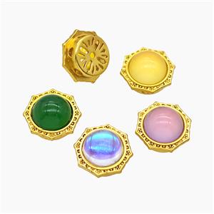 Copper Polygon Beads Pave Resin Gold Plated Mixed, approx 12mm