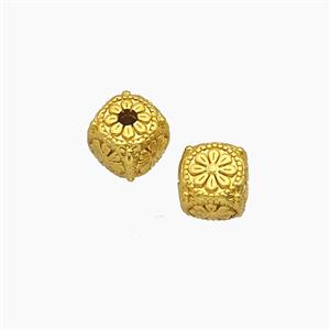 Copper Cube Beads Flower Gold Plated, approx 8mm