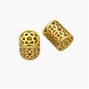 Copper Tube Beads Column Gold Plated, approx 8-10mm
