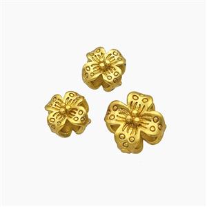 Copper Clover Beads Gold Plated, approx 8mm