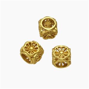 Copper Cube Beads Large Hole Gold Plated, approx 6mm