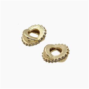 Copper Beads Pave Zirconia Gold Plated, approx 8.5-10mm, 4mm hole