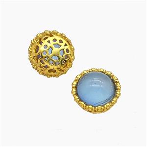 Copper Button Beads Pave Catseye Gold Plated, approx 10mm