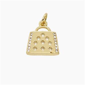 Copper Pendant Pave Zircon, Gold Plated, approx 11-12mm