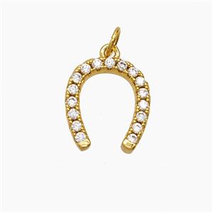 Copper Pendant Pave Zircon, Gold Plated, approx 13.5-15mm