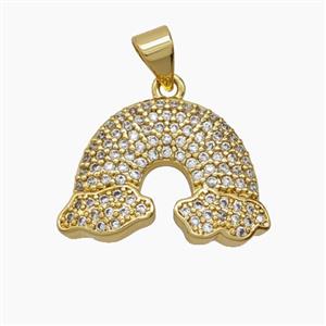 Copper Pendant Pave Zircon, Gold Plated, approx 14-20mm