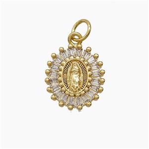 Copper Pendant Pave Zircon, Gold Plated, approx 12-14mm