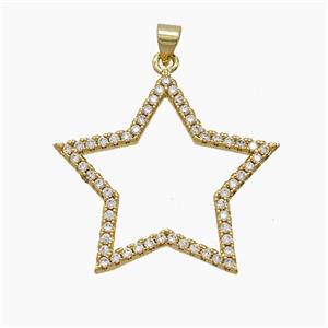 Copper Pendant Pave Zircon, Gold Plated, approx 33mm