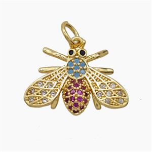 Copper Pendant Pave Zircon, Gold Plated, approx 13-18mm