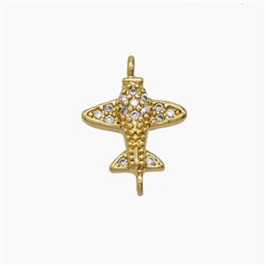 Copper Pendant Pave Zircon, Gold Plated, approx 10-11mm