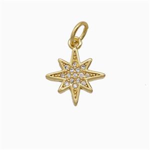 Copper Pendant Pave Zircon, Gold Plated, approx 11mm