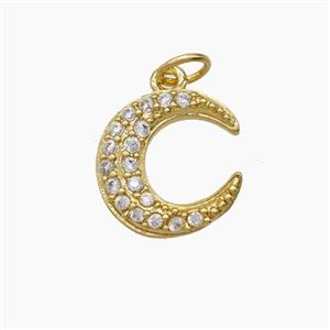 Copper Pendant Pave Zircon, Gold Plated, approx 13mm