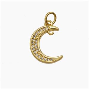 Copper Pendant Pave Zircon, Gold Plated, approx 11-13mm