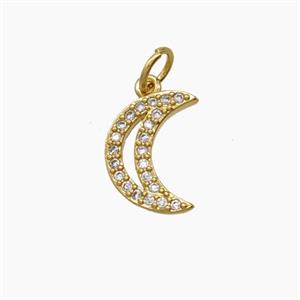 Copper Pendant Pave Zircon, Gold Plated, approx 9-12mm