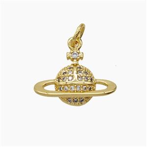 Copper Pendant Pave Zircon, Gold Plated, approx 12-16.5mm