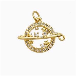 Copper Pendant Pave Zircon, Gold Plated, approx 14mm