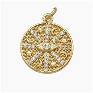 Copper Pendant Pave Zircon, Gold Plated, approx 16.5mm