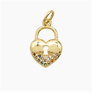 Copper Pendant Pave Zircon, Gold Plated, approx 10-13mm