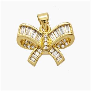Copper Pendant Pave Zircon, Gold Plated, approx 13-17mm