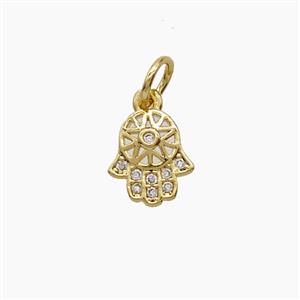 Copper Pendant Pave Zircon, Gold Plated, approx 8-9mm