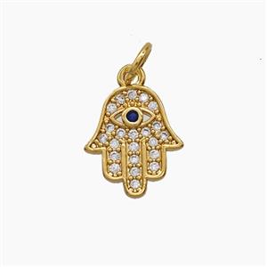 Copper Pendant Pave Zircon, Gold Plated, approx 10-12mm