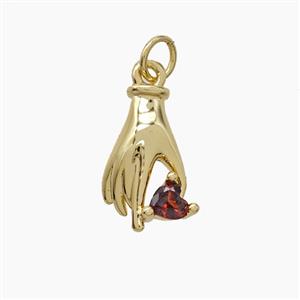 Copper Pendant Pave Zircon, Gold Plated, approx 9-15mm