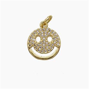 Copper Pendant Pave Zircon, Gold Plated, approx 11.5mm