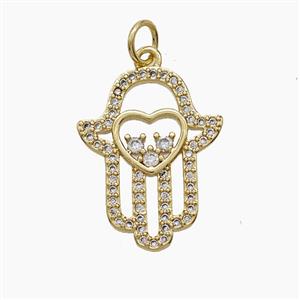 Copper Pendant Pave Zircon, Gold Plated, approx 16-20mm