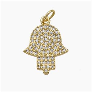 Copper Pendant Pave Zircon, Gold Plated, approx 13-16mm