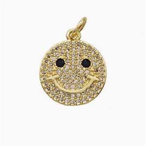 Copper Pendant Pave Zircon, Gold Plated, approx 13.5mm