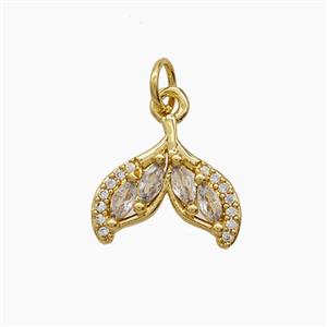 Copper Pendant Pave Zircon, Gold Plated, approx 12-13.5mm