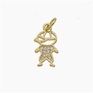 Copper Pendant Pave Zircon, Gold Plated, approx 7.5-12mm