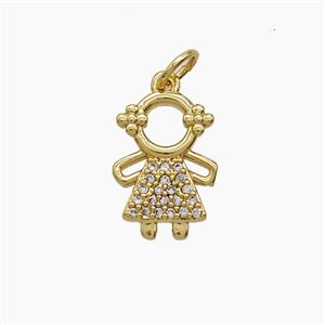 Copper Pendant Pave Zircon, Gold Plated, approx 10-14mm