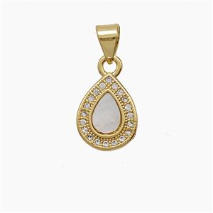 Copper Pendant Pave Zircon, Gold Plated, approx 9-12mm