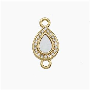 Copper Pendant Pave Zircon, Gold Plated, approx 9-12mm