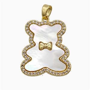 Copper Pendant Pave Zircon, Gold Plated, approx 19-22mm