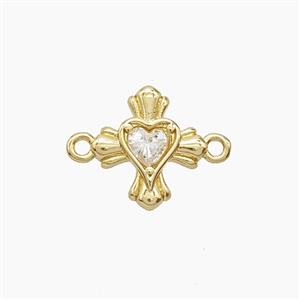 Copper Pendant Pave Zircon, Gold Plated, approx 11-12mm