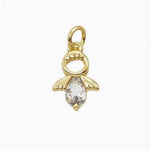 Copper Pendant Pave Zircon, Gold Plated, approx 9-12mm