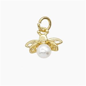 Copper Pendant Pave Zircon, Gold Plated, approx 10-12mm