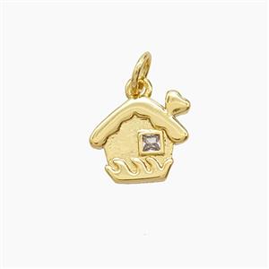 Copper Pendant Pave Zircon, Gold Plated, approx 10-11mm