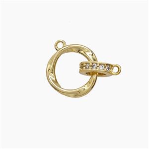 Copper Pendant Pave Zircon, Gold Plated, approx 7mm, 11mm