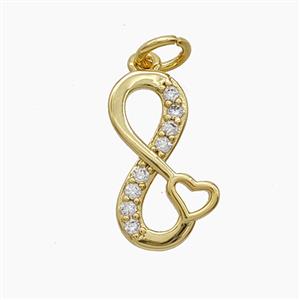 Copper Pendant Pave Zircon, Gold Plated, approx 10-17mm