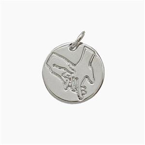 Copper Pendant Pave Zircon, Gold Plated, approx 13mm